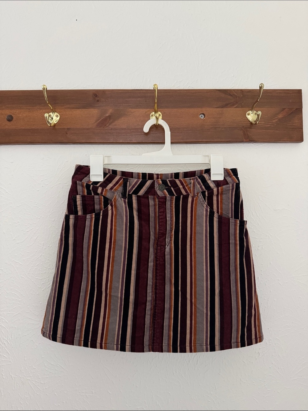 wild fable Striped Mini Skirt in Burgundy, Tan, Gray and Black